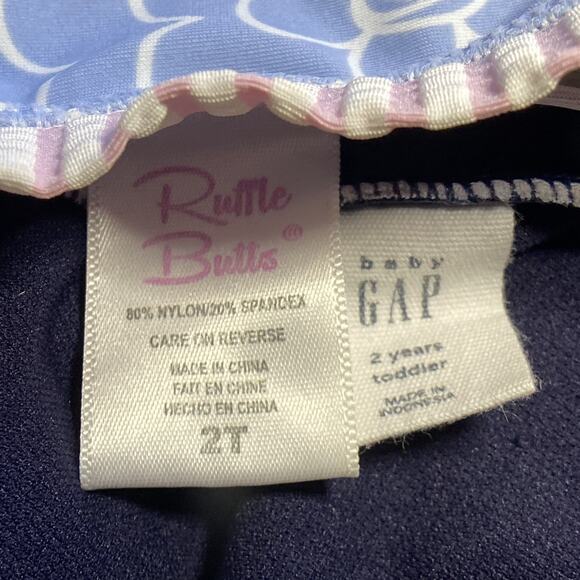 Ruffle Butts Rash Guard 2 piece Swim Suit & Gap Long Sleeve 1 piece Suit Sz 2T - Picture 8 of 9